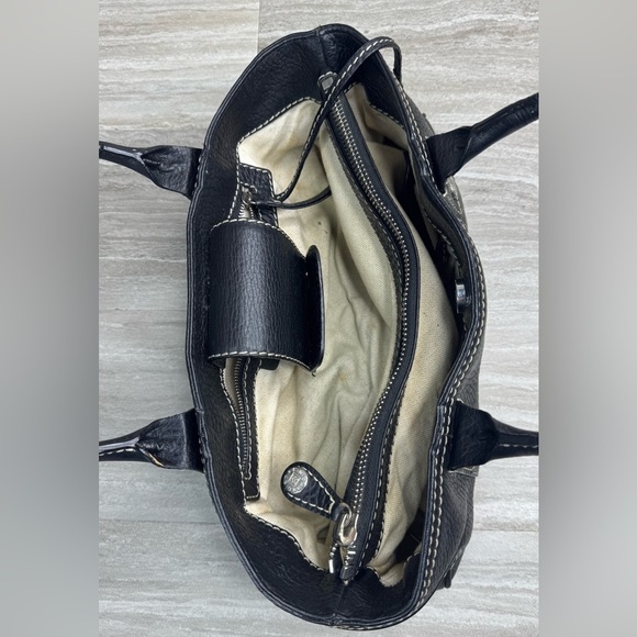 Y2K MICHAEL Michael Kors Greenwich Black Pebbled Leather Vintage Barrel Bag - Picture 7 of 13